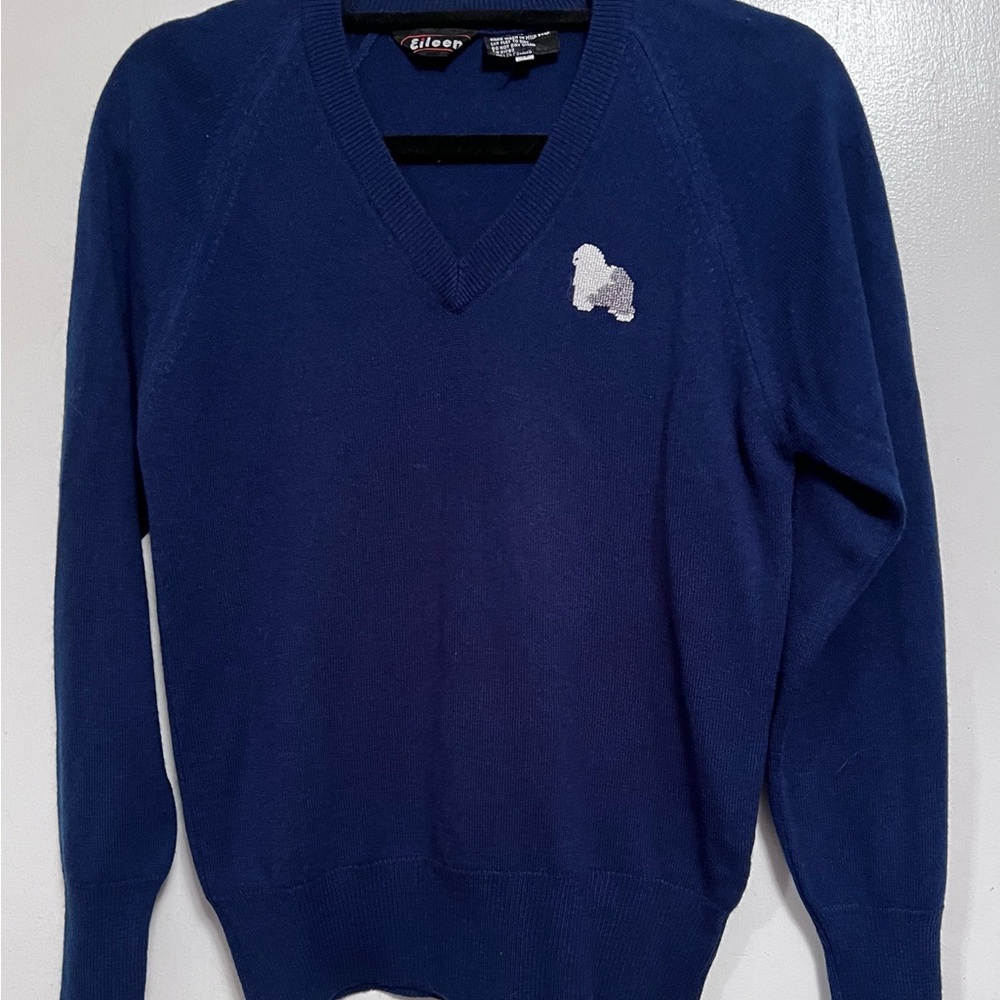 Vintage Eileen Medium Blue Sweater Made in Poland. Sheepdog.